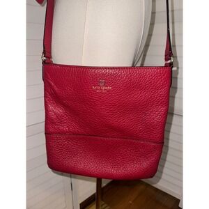 Kate Spade New York Red Pebbled Leather Crossbody Bag Everyday Designer Purse